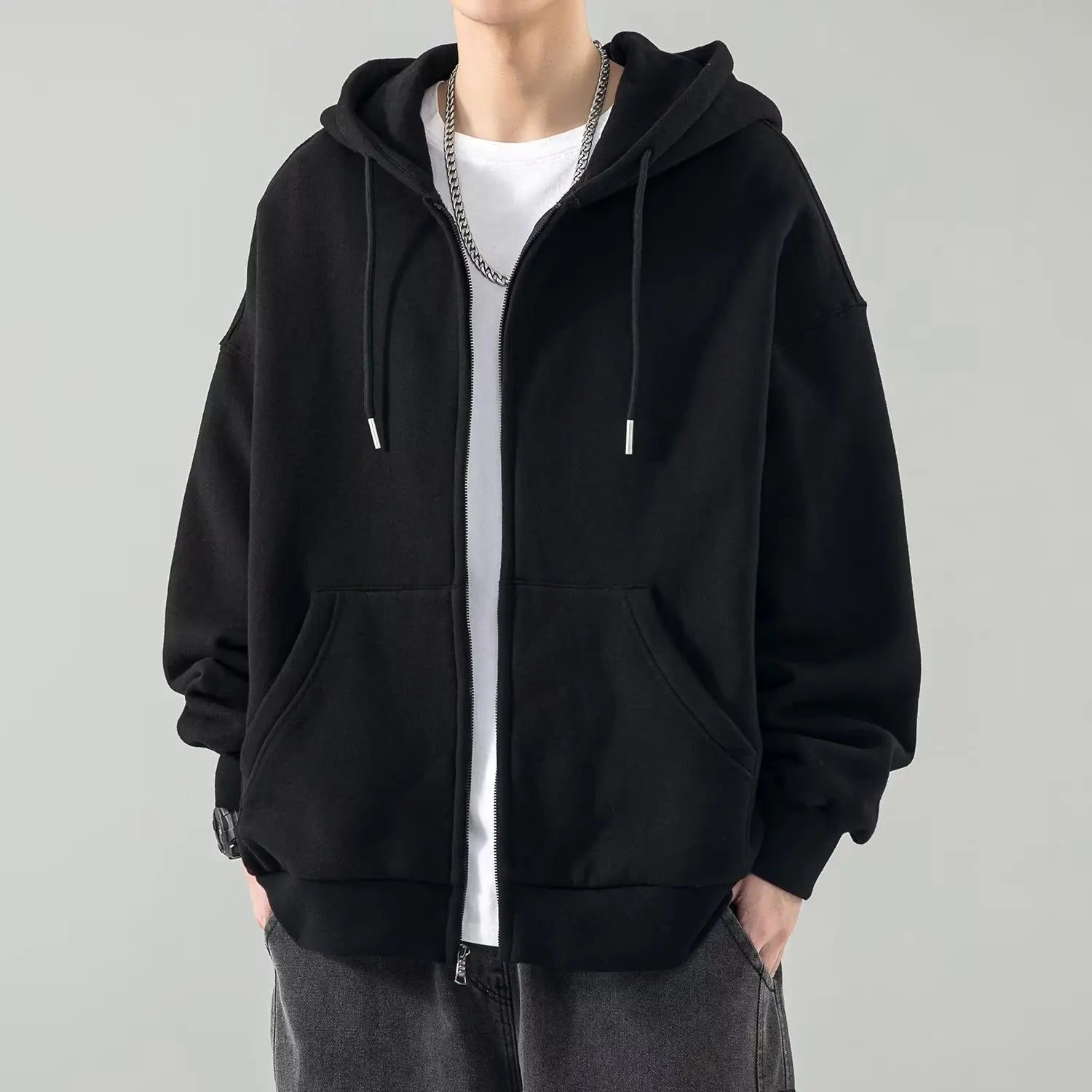 Men’s Zip-Up Hoodies Cardigan – Loose Fit