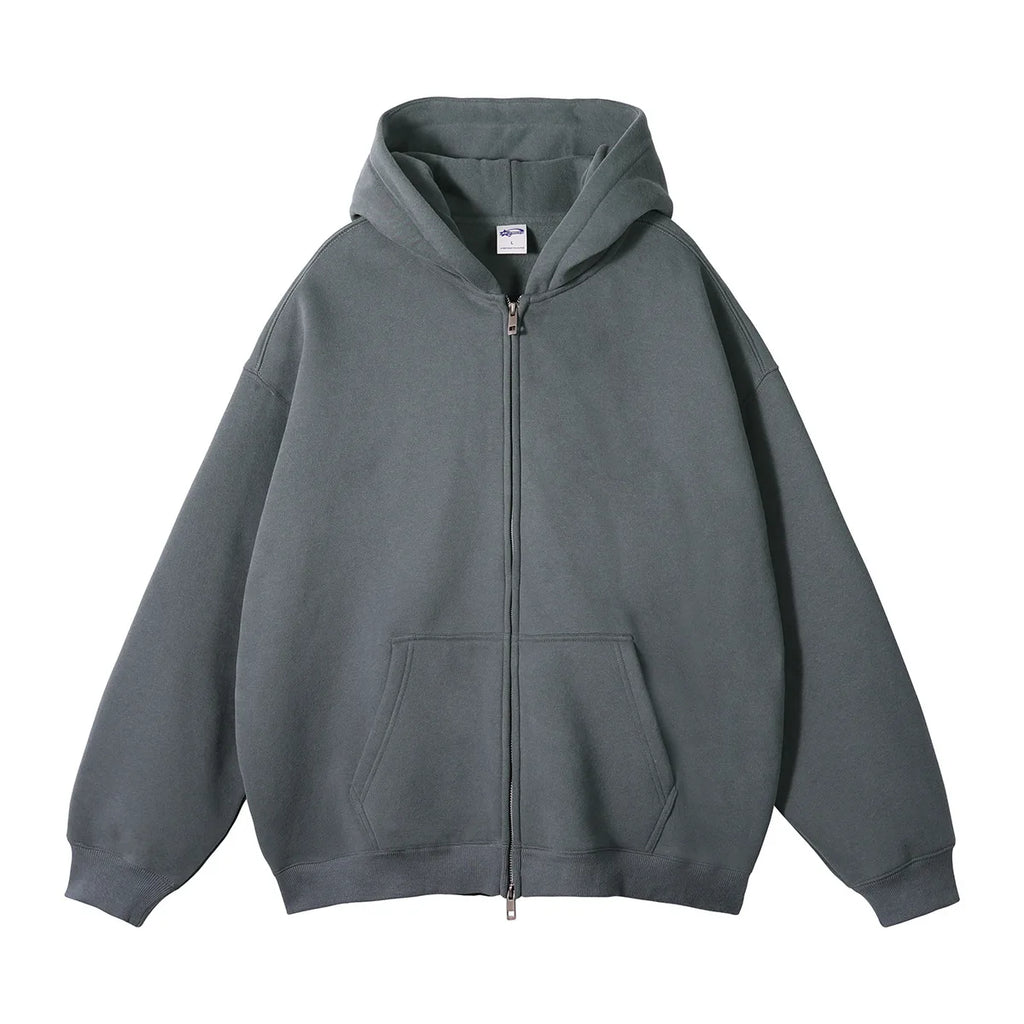 Premium Heavyweight Fleece Double‑Zip Cardigan Hoodie