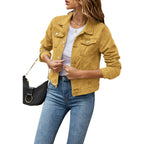 Slim-Fit Button-Down Denim Jacket – Cropped Denim Jacket-HighTouch