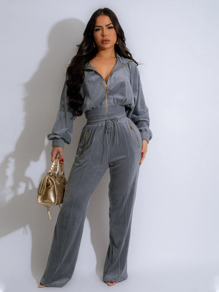 Women’s Velvet 2-Piece Tracksuit-HighTouch