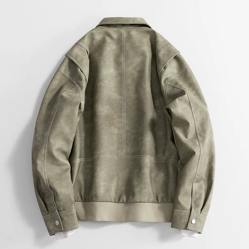 Men's Vegan Leather Bomber Jacket