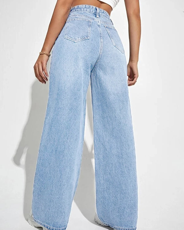 Mid Waist Loose Straight Jeans for Women