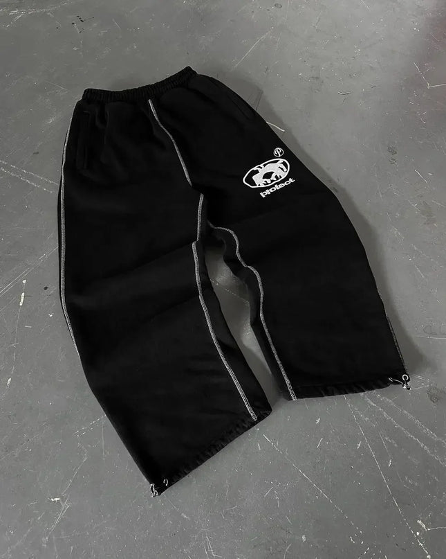 Streetwear Letter Embroidery Loose Sweatpants – Y2K Harajuku Wide-Leg Statement