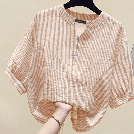 Elegant Striped V-Neck Blouse