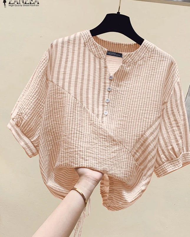 Elegant Striped V-Neck Blouse