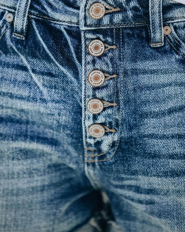High-Waist Ripped Vintage Denim Shorts