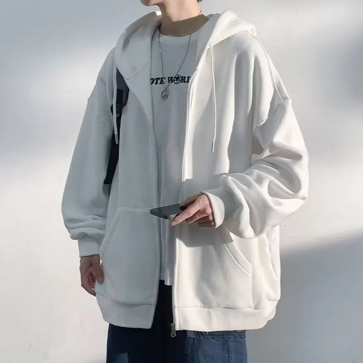 Men’s Zip-Up Hoodies Cardigan – Loose Fit-HighTouch