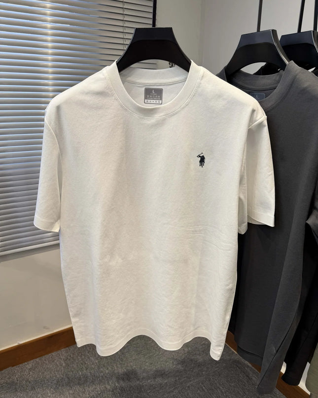 Premium Embroidered Cotton Crew-Neck Tee – High-End Casual Summer Style