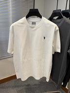 Premium Embroidered Cotton Crew-Neck Tee – High-End Casual Summer Style-HighTouch