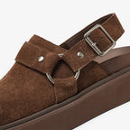 Leather Suede Sandals with Metal Ring Accent-HighTouch