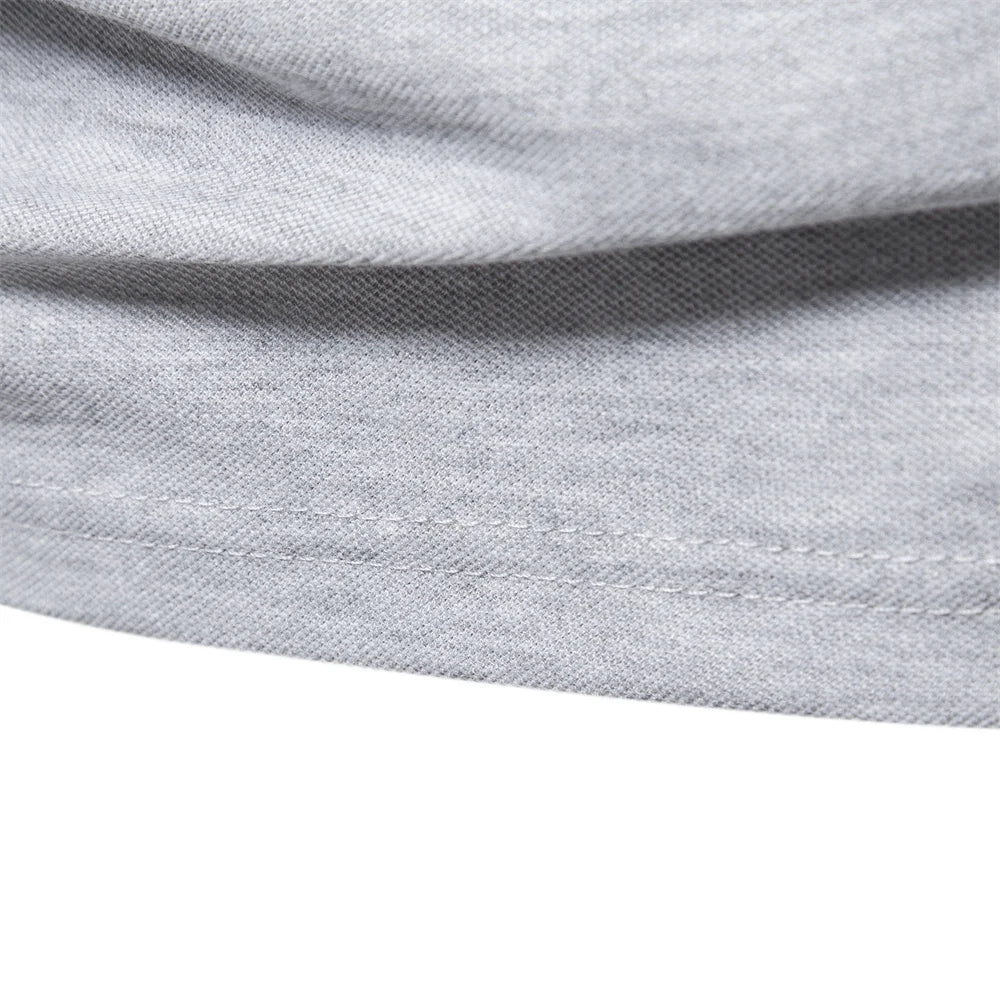 Men’s Deer-Embroidered Long Sleeve Polo-HighTouch