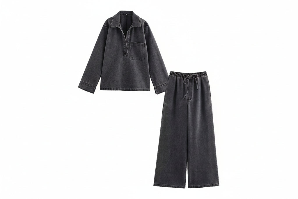 Women’s High-Waist Denim 2-Piece Set-HighTouch