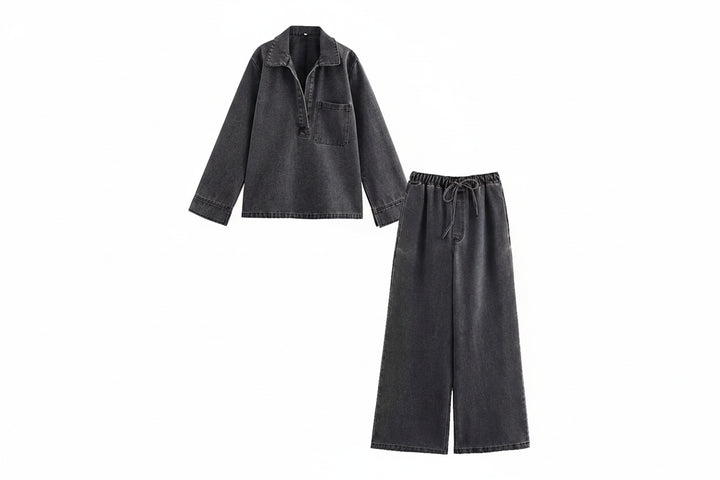 Women’s High-Waist Denim 2-Piece Set-HighTouch