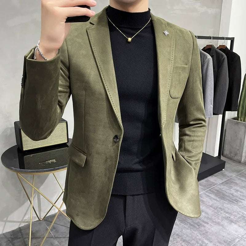 Men’s Slim Fit Suede Blazer