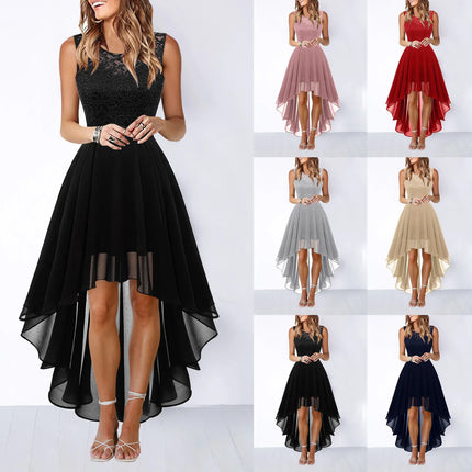 Vintage Floral Lace Irregular-Hem Cocktail & Bridesmaid Dress