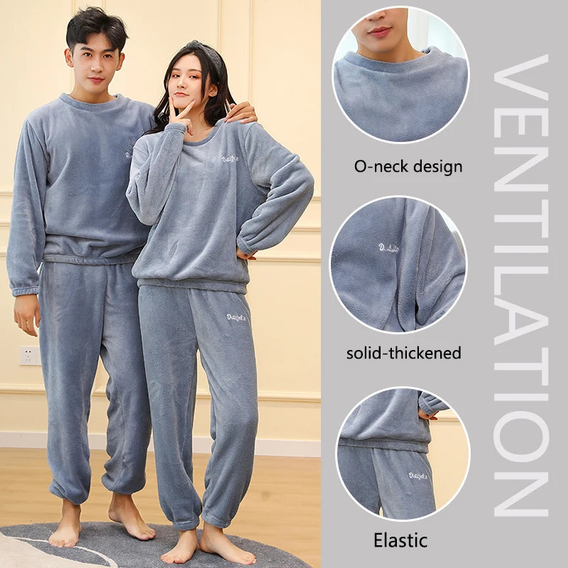 Thick Coral Velvet 2-Piece Pajama Set Men-HighTouch