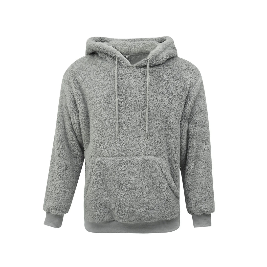 Men's Sherpa Fuzzy Pullover Hoodie-HighTouch