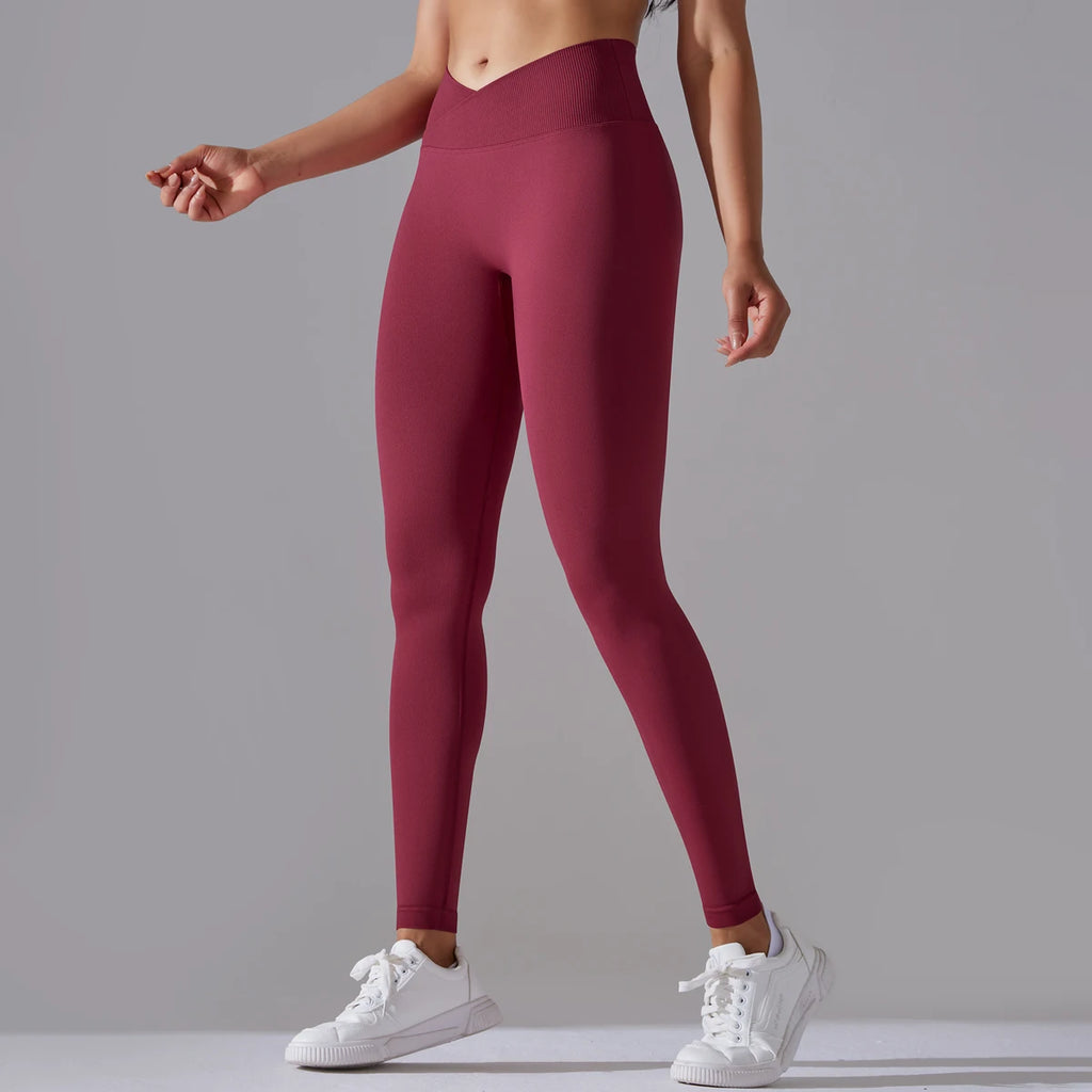 Women’s Seamless High-Waisted Cross-Over Scrunch-Butt Leggings – Lift & Shape-HighTouch