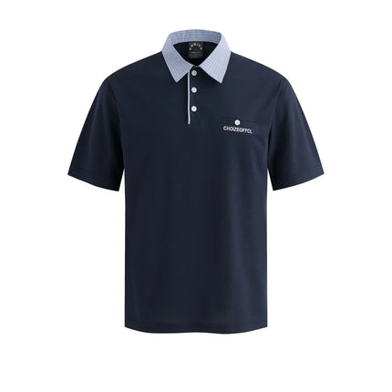 Patchwork Letter-Embroidery Polo – Retro High-Street Short-Sleeve Men’s Tee
