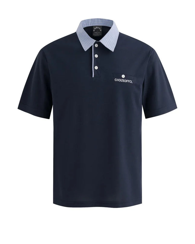 Patchwork Letter-Embroidery Polo – Retro High-Street Short-Sleeve Men’s Tee