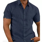 Men’s Cotton-Linen Short-Sleeve Shirt-HighTouch