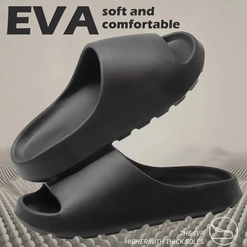 Cloud‑Style Thick‑Sole EVA Slides – Plush Cocoa Comfort for Beach or Home