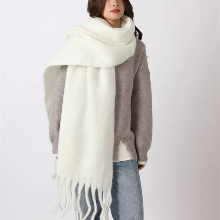 Retro Mohair Plaid Tassel Scarf Thick Winter Long Shawl
