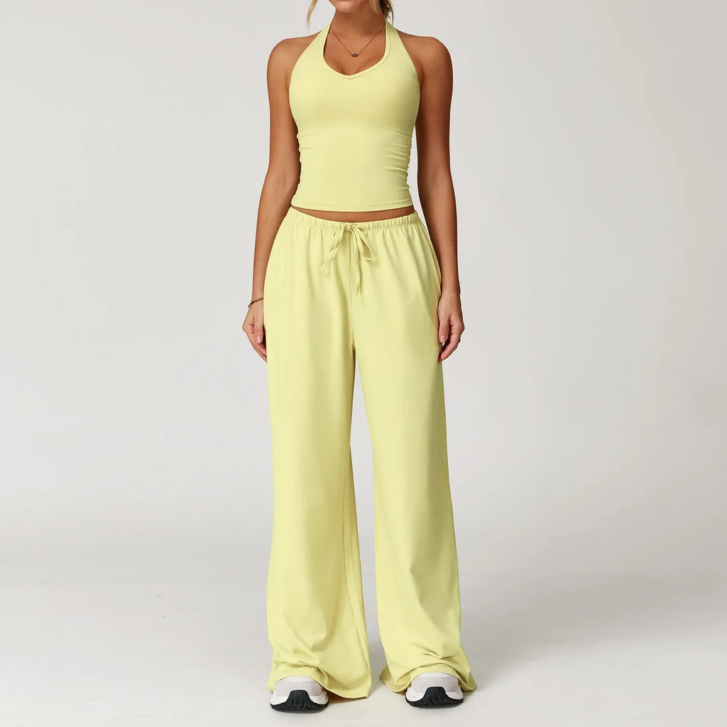 Women’s Hollow-Back Tank & High-Waist Drawstring Pants-HighTouch