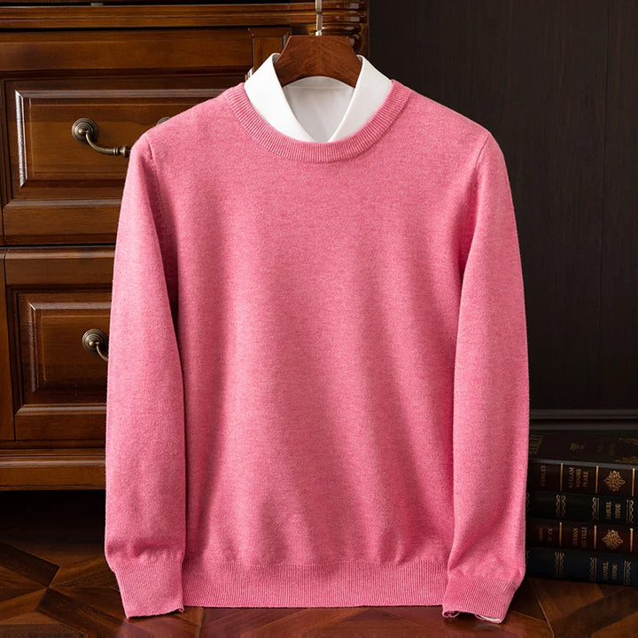 Men’s Merino Wool Sweater Premium Long Sleeve Knit Pullover-HighTouch
