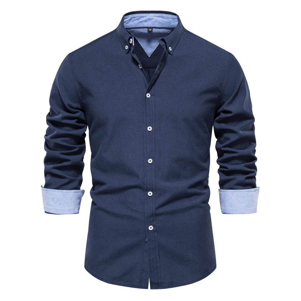 AIOPESON Men’s Cotton Oxford Shirt