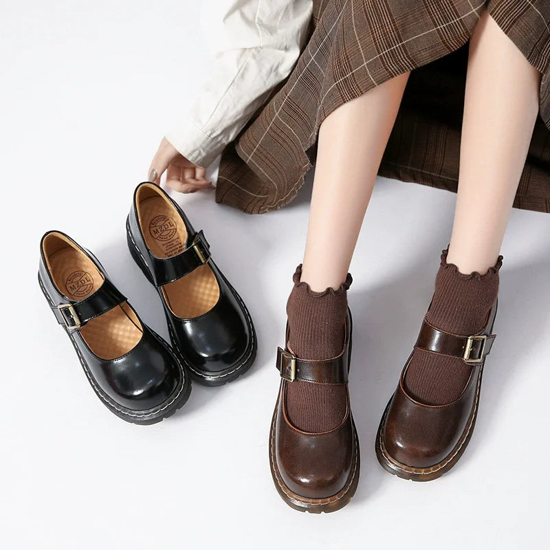 Vintage Buckle Mary Janes Women Loafers