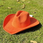 Suede Wide-Brim Western Cowboy Fedora Adjustable Fit-HighTouch