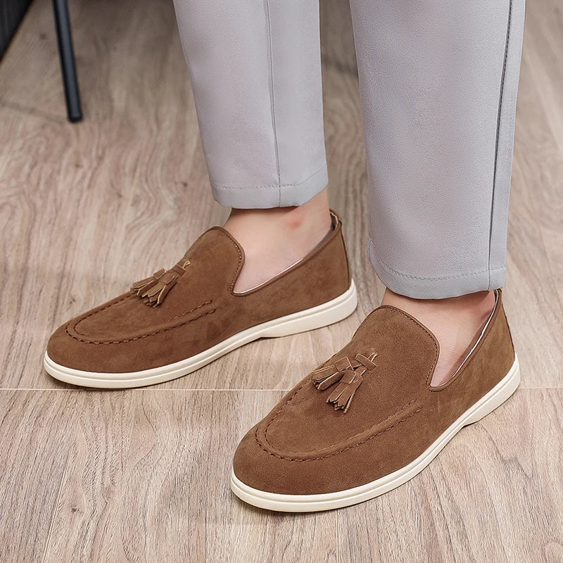 Luxury Suede & Leather Loafers – Men’s Slip-On Driving-HighTouch