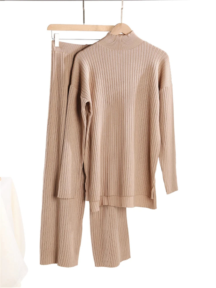 Stylish Women’s Knit Turtleneck Set – 2-Piece Outfit-HighTouch