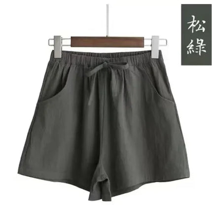Women’s Cotton‑Linen Wide‑Leg Beach Shorts