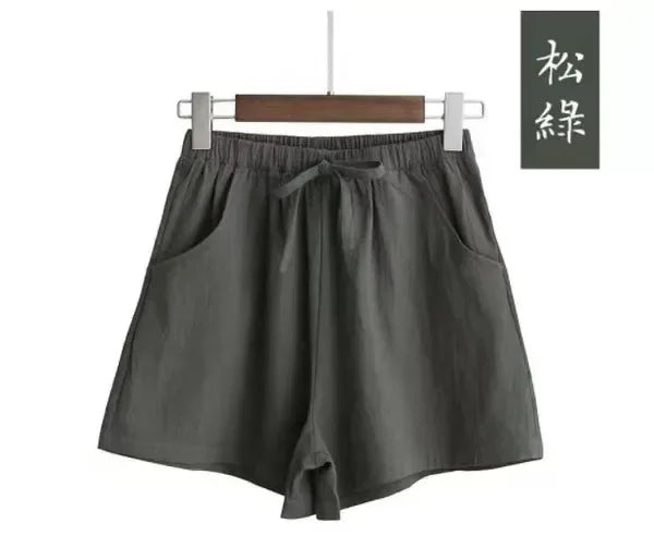 Women’s Cotton‑Linen Wide‑Leg Beach Shorts-HighTouch