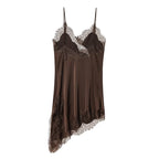 Women’s Satin Backless Mini Dress – Sexy Lace Slip Party Dress-HighTouch