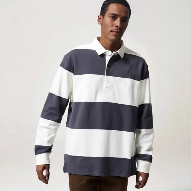 Collaborative Stripe Long-Sleeve Tee – Loose Fit Street Casual