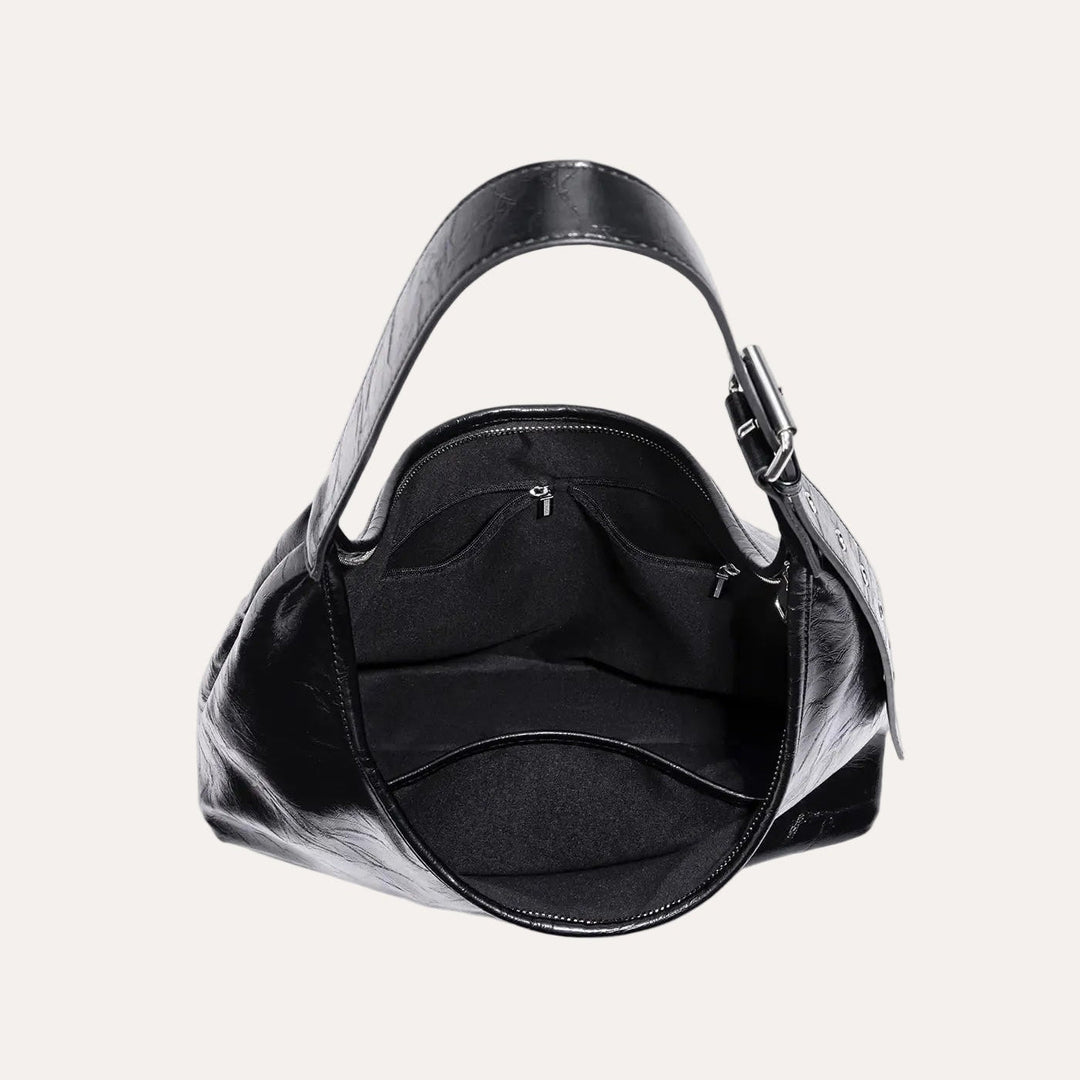 Sable Hobo Bag - Distressed PU Leather Shoulder Bag with Bonus Pouch