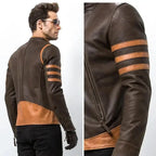 Men's Logan Wolverine Style PU Leather Bomber Jacket-HighTouch