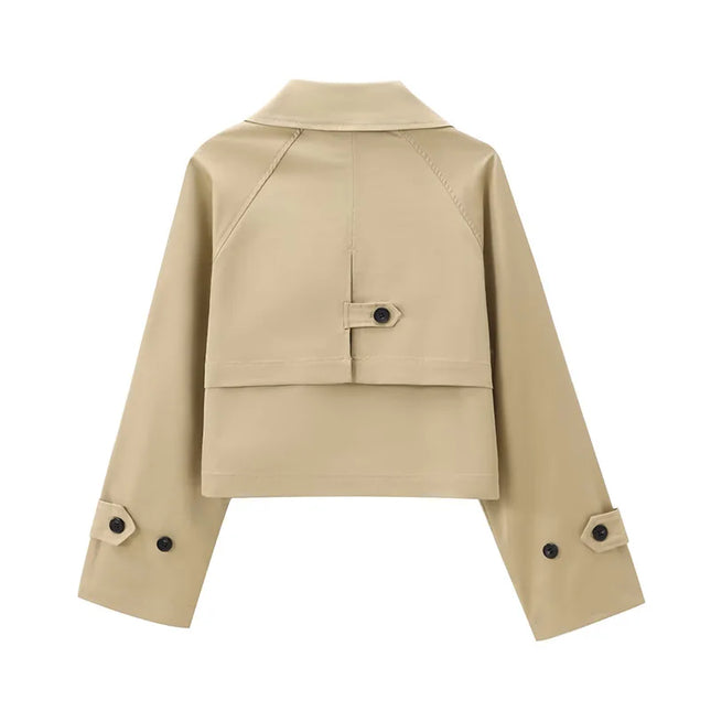 Koekop Women’s Short Solid‑Color Trench Coat