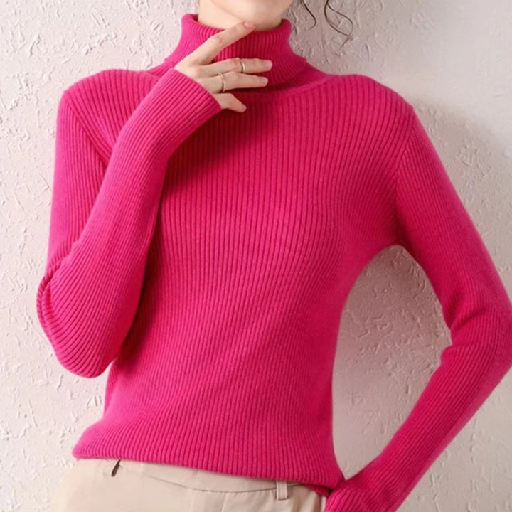 Women's Cashmere Turtleneck Sweater Soft Knit Autumn Winter Top-HighTouch