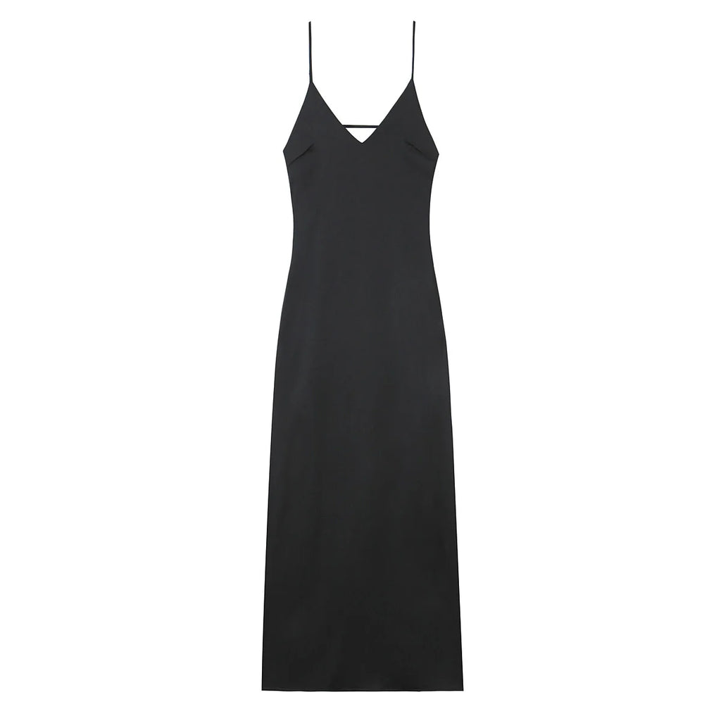 V‑Neck Sling Maxi Dress – Elegant Loose Fit Summer Dress-HighTouch