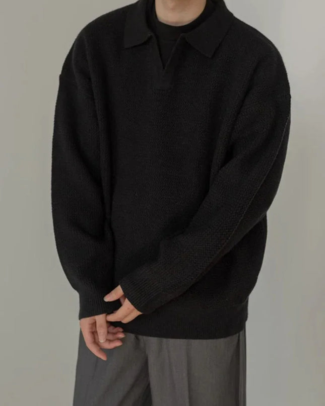 Vintage Y2K V-Neck Pullover Sweater Men