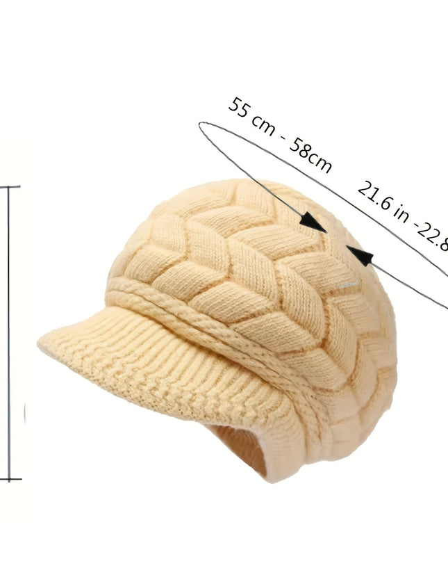 Women’s Retro Knit Winter Hat with Visor