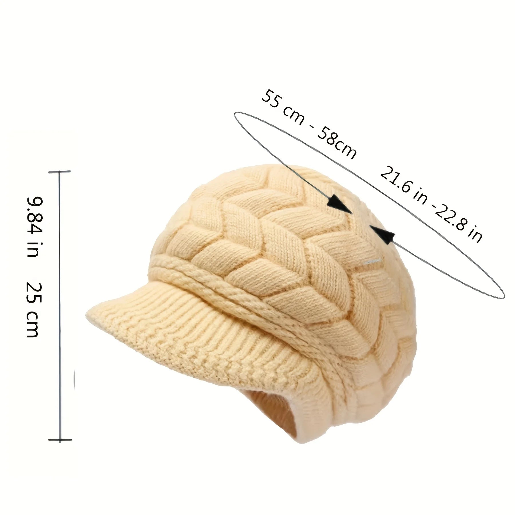 Women’s Retro Knit Winter Hat with Visor
