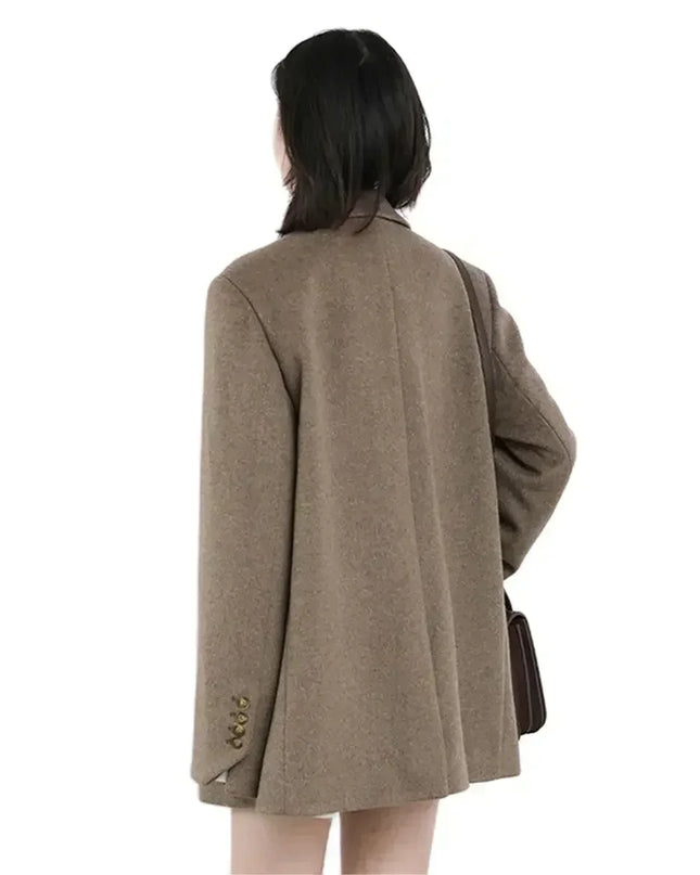 Mid-Long Wool Blend Overcoat for Women
