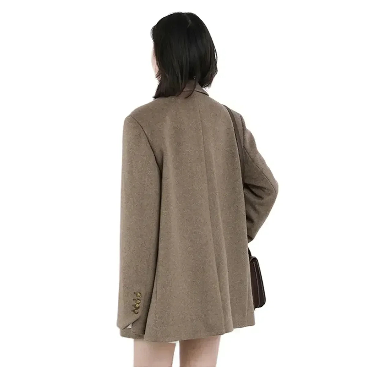 Mid-Long Wool Blend Overcoat for Women