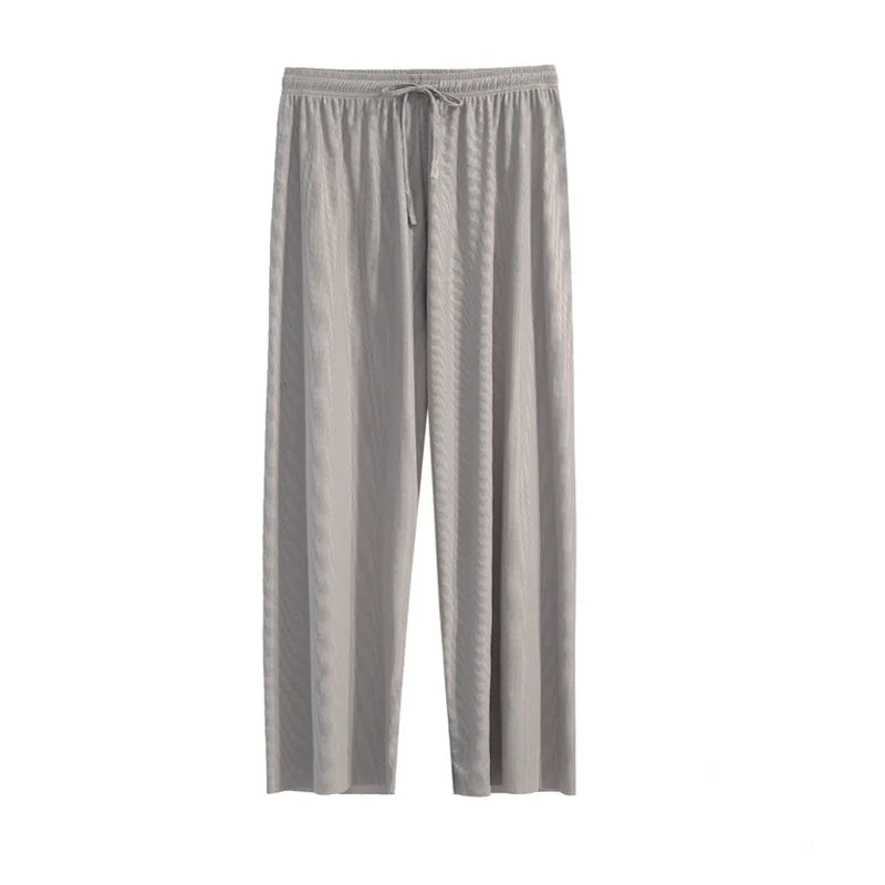 Summer Ice‑Silk Ankle‑Length Wide‑Leg Pants – Lightweight & Relaxed Fit-HighTouch