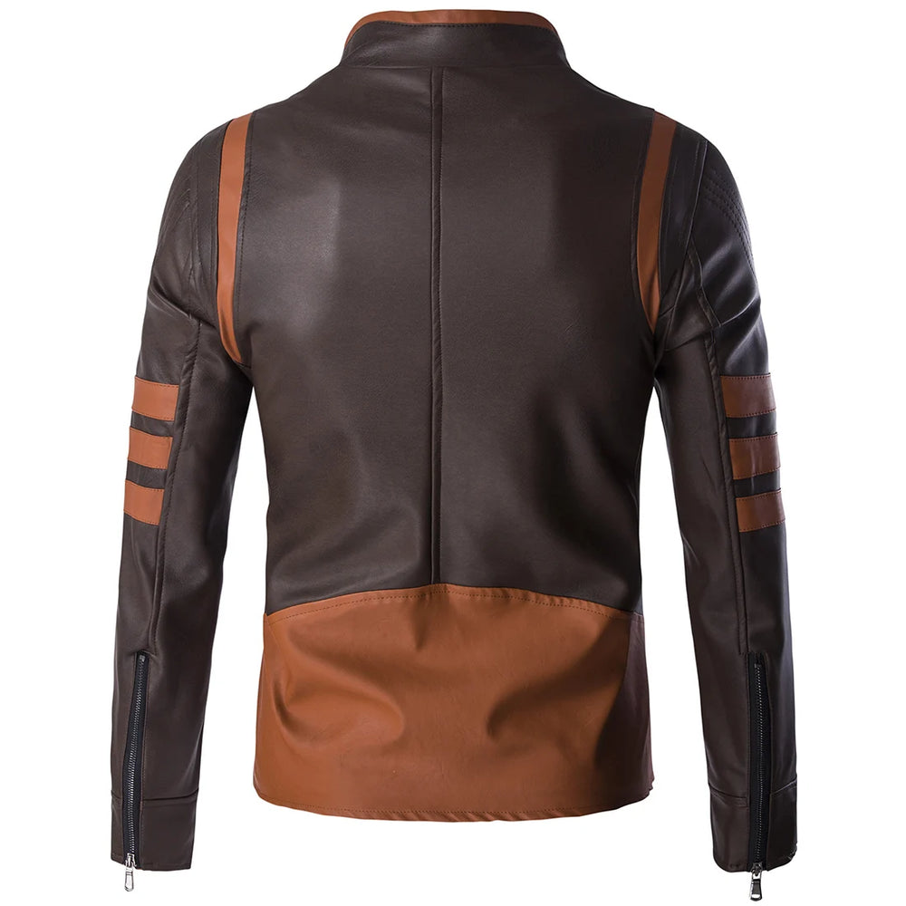 Men's Logan Wolverine Style PU Leather Bomber Jacket-HighTouch